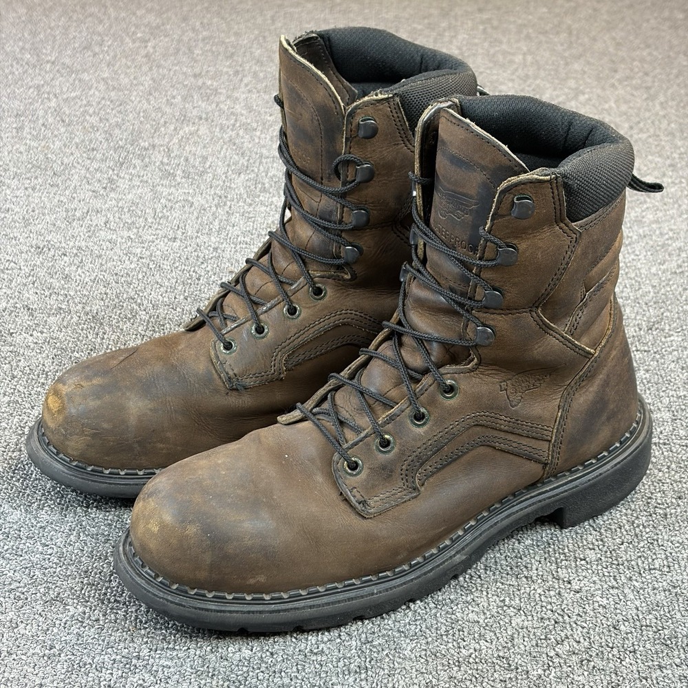 Red Wing #4414 Brown Leather Steel Toe Waterproof Boots Size 10.5 D Made in USA - Picture 5 of 16